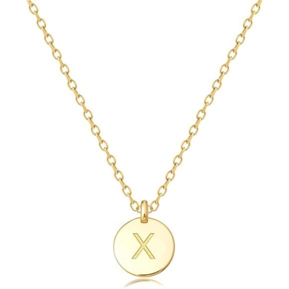 Initial Necklaces for Women Disc Pendant X - Picture 1 of 7